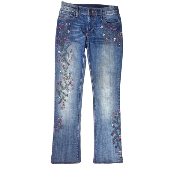 DRIFTWOOD Floral Embroidered Denim Straight Cut Jeans Size 26 - Picture 2 of 15